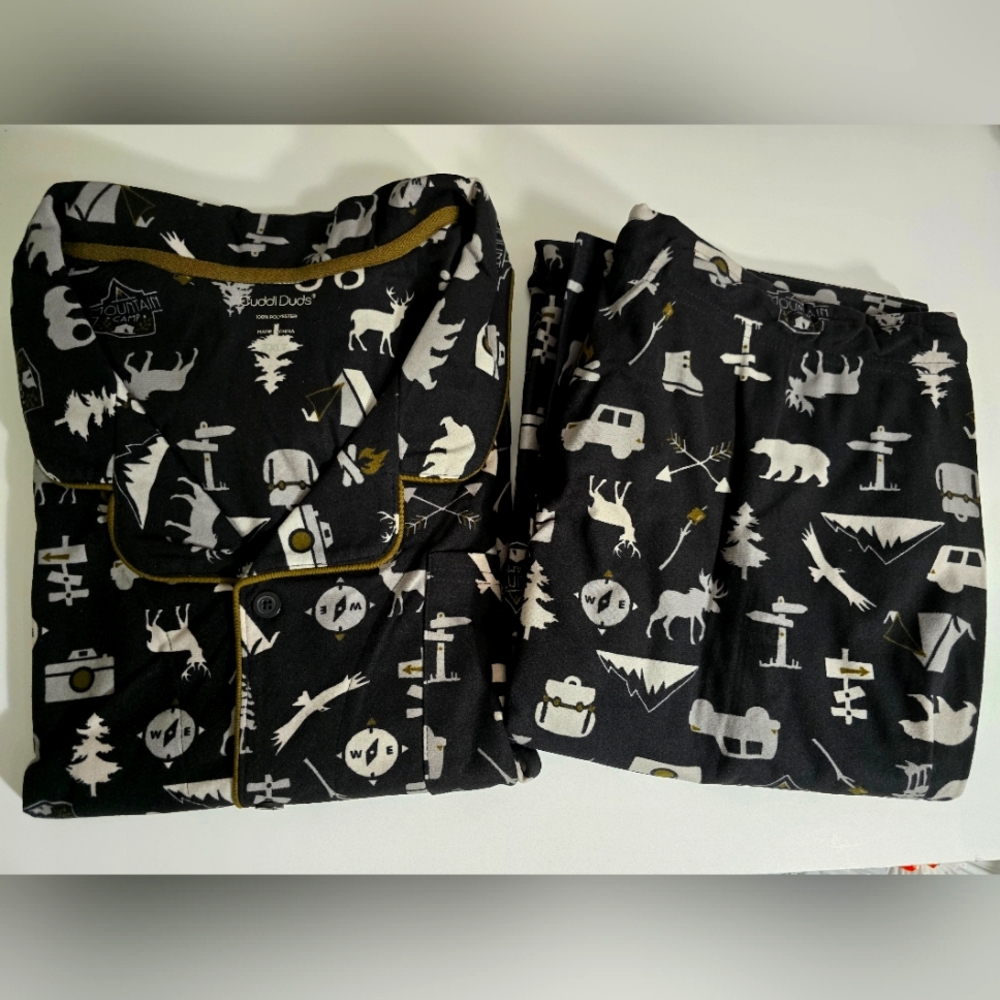 Cuddl duds mens black novel cozy pajamas sleepwear bear  3Xlt Nwt - Picture 3 of 3